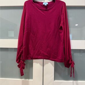 CeCe Women's Long-Sleeve Tie Cuff Top - Raspberry Pink Size Large
